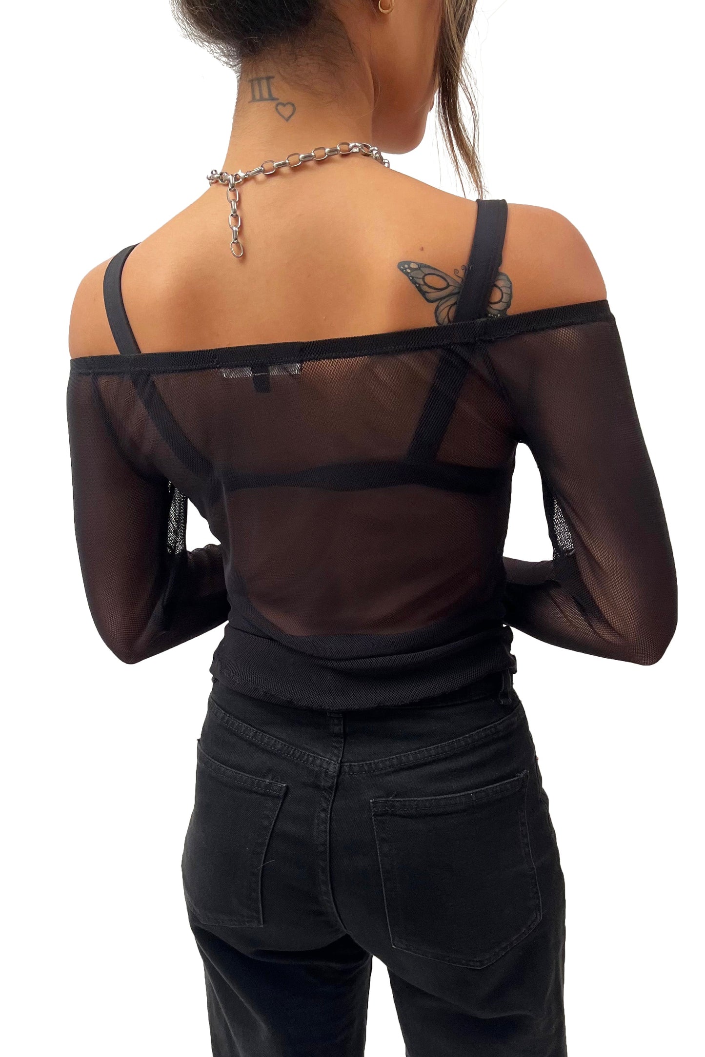 The Lydia Mesh Top in Black