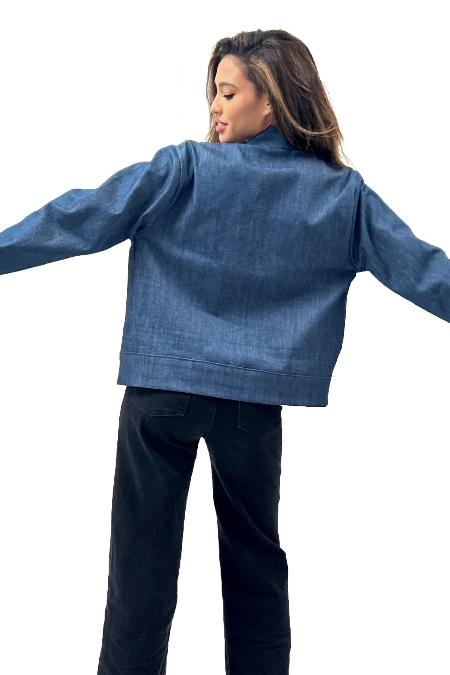 The Varsity Denim Bomber Jacket