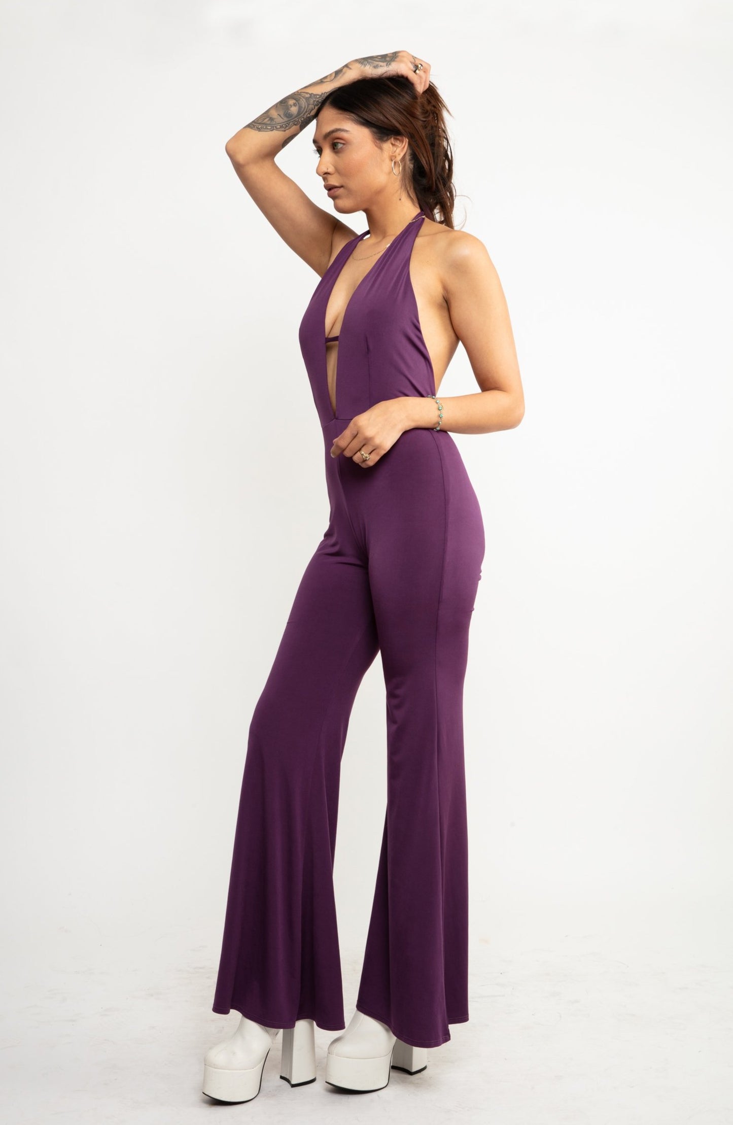 The Disco Jumpsuit In Plum Purple