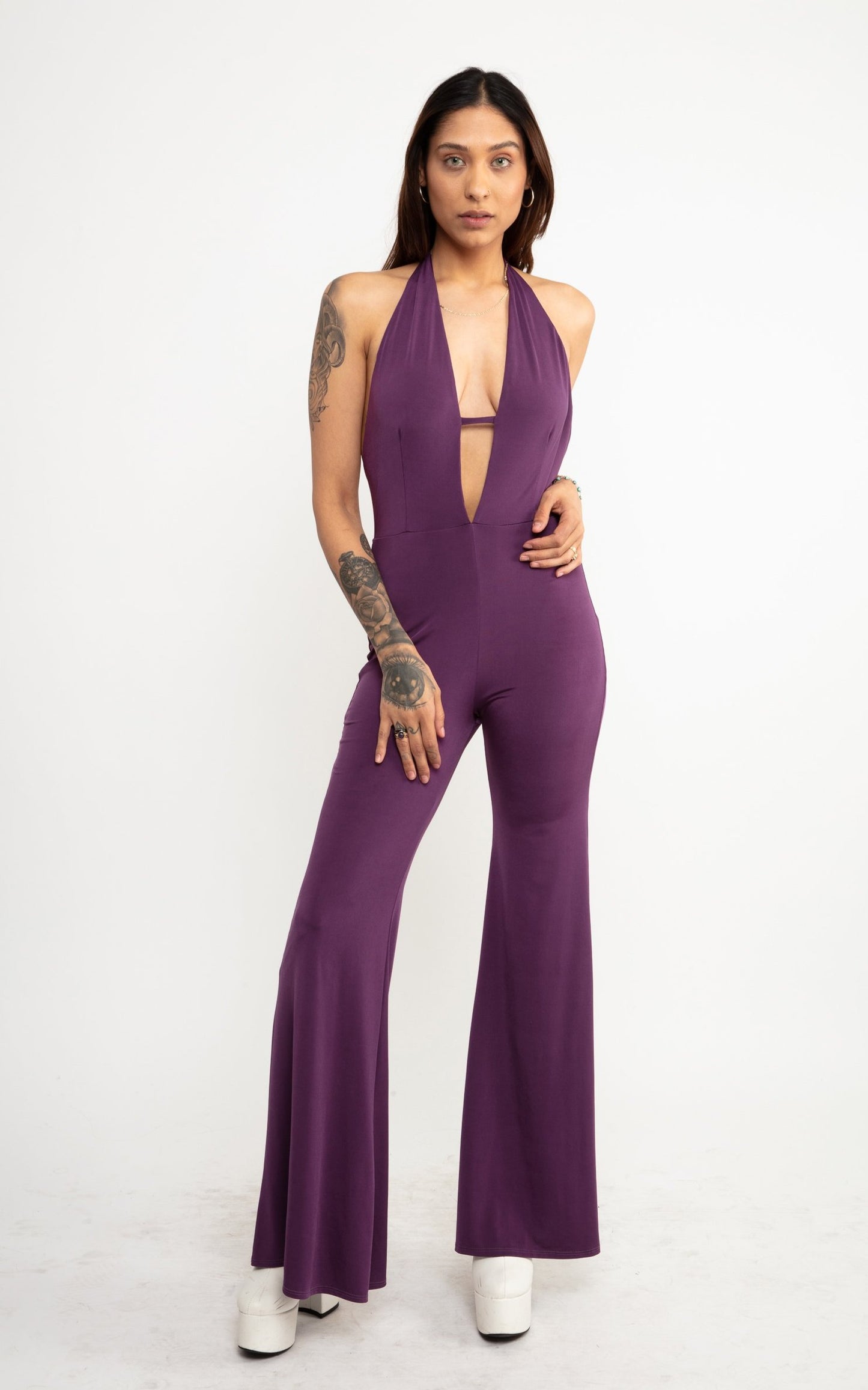 The Disco Jumpsuit In Plum Purple