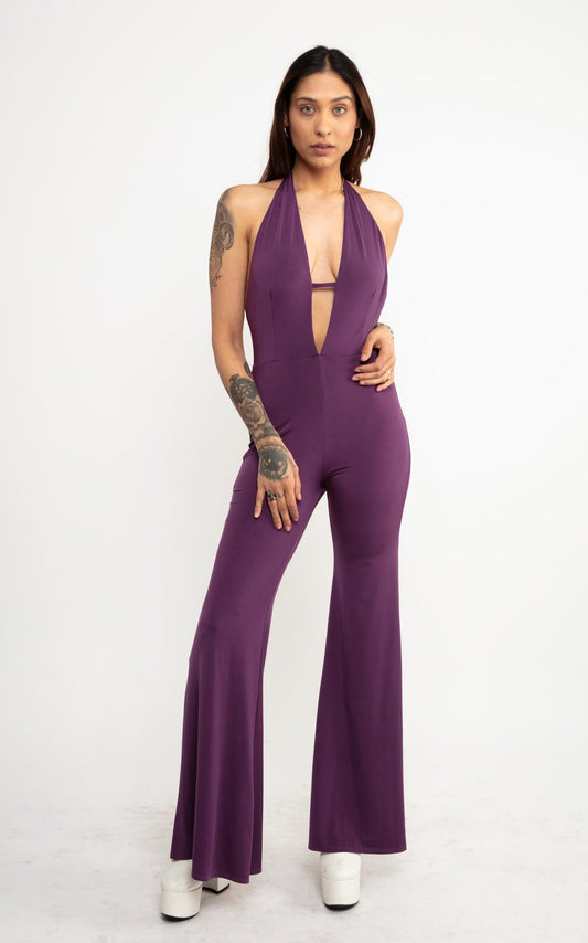 The Disco Jumpsuit In Plum Purple