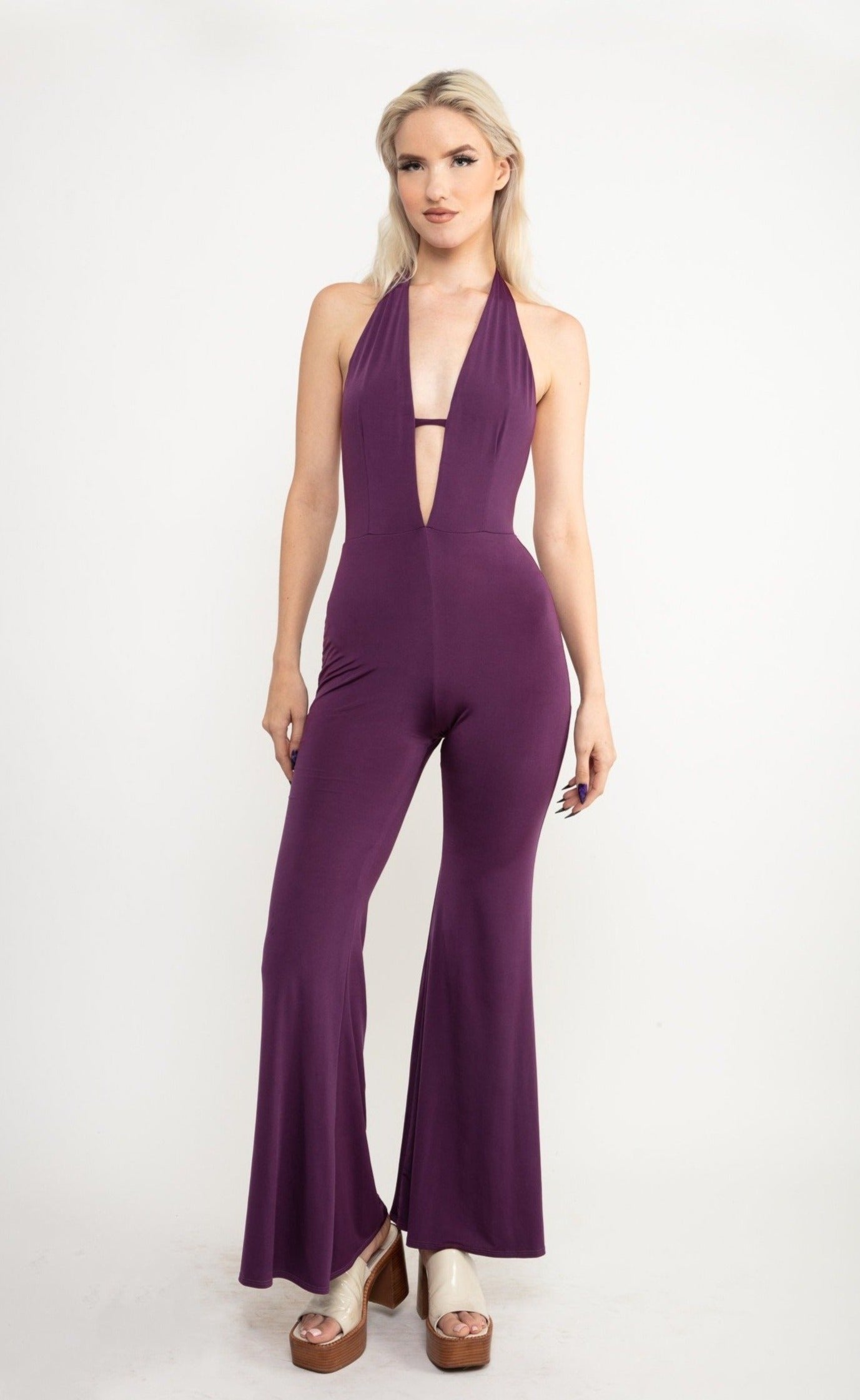 The Disco Jumpsuit In Plum Purple