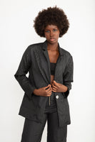 The London Blazer In Silver Pinstripe