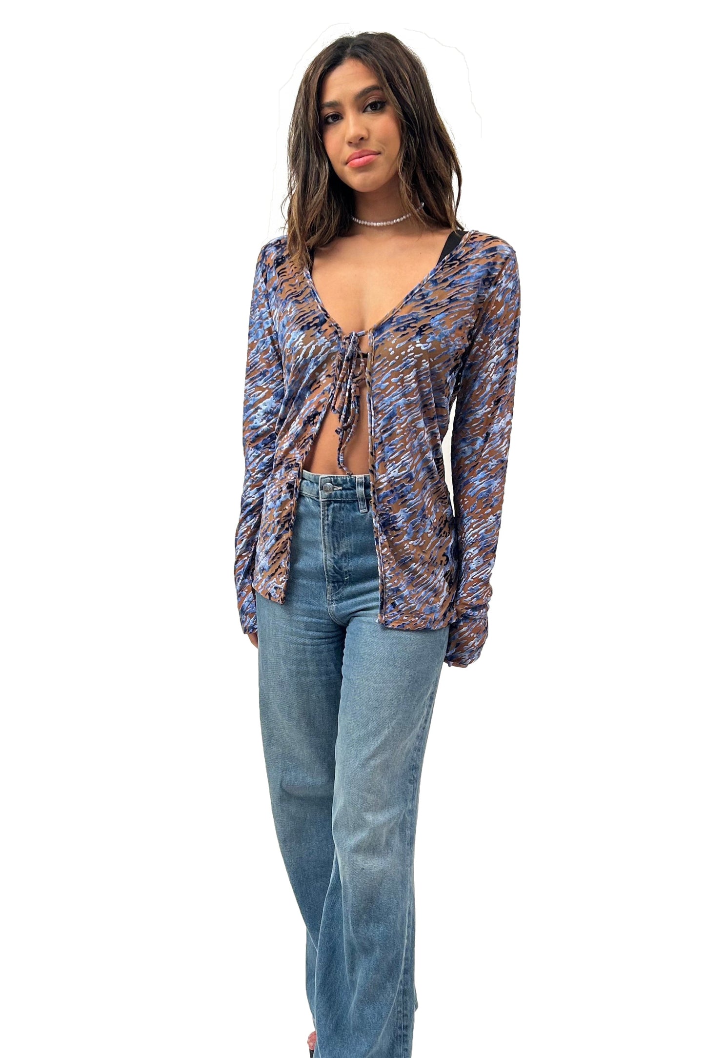 The Bianca Top in Blue Rain