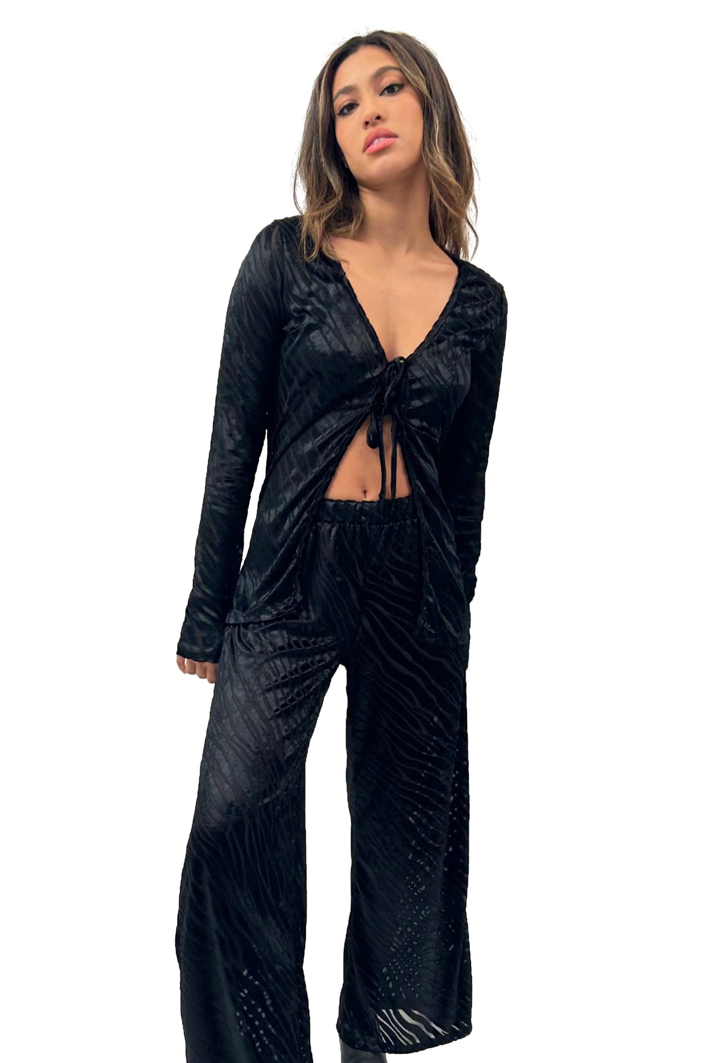 The Bianca Top In Black Tiger Stripes